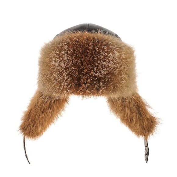 Men's rabbit fur leather hat for winter - Picture 1 of 7